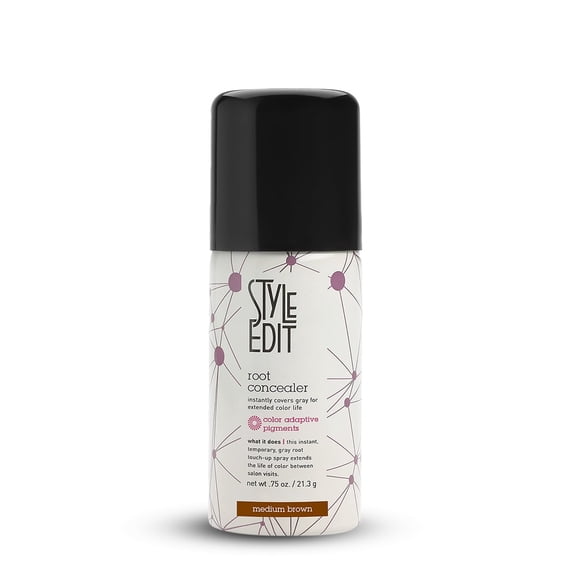 Style Edit Travel Hair Root Spray Cover Up Gray Hair Concealer Temporary Dye 0.75 oz Medium Brown