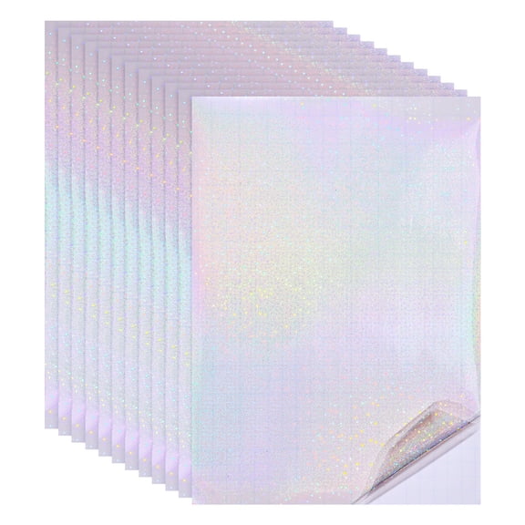 Style: Fine Sparkle Pattern
Material: Holographic Cold Laminating Film
Size: 29.7 x 21 cm / 11.69 x 8.27 Inch (L x W)
Packing List: 12 Sheets x Holographic Sticker Paper