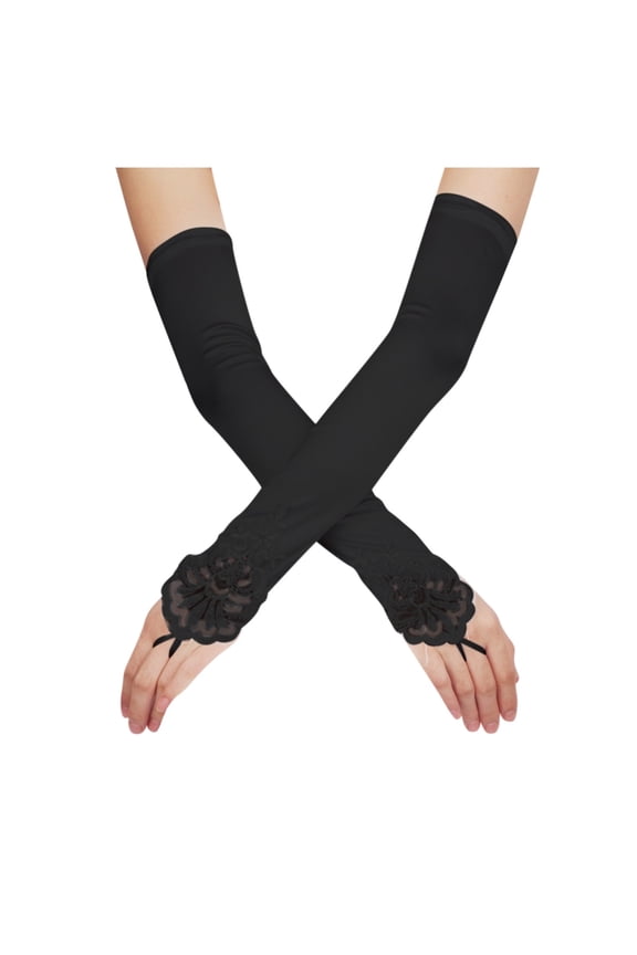 Style Fingerless Opera Gloves for Women Elegant Evening Party Wear Long Elbow Length Stretchy Satin Formal Gloves