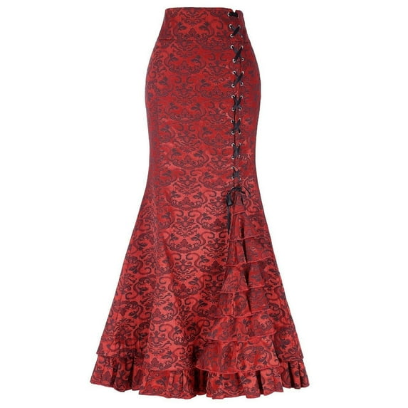 Style Fishtail Skirt Women Long Retro Ruffle Punk Vintage Bodycon Skirt Skirt Jean Skirt for Women Stretchy Skirt Women's Denim Skirts Figure Skating Skirt Swim Cover up Skirt Athletic