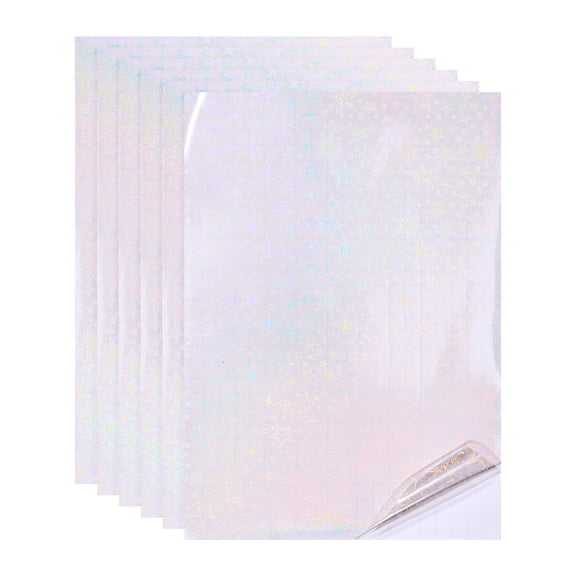 Style: Five-pointed Star Pattern
Material: Holographic Cold Laminating Film
Size: 29.7 x 21 cm / 11.69 x 8.27 Inch (L x W)
Packing List: 6 Sheets x Holographic Sticker Paper