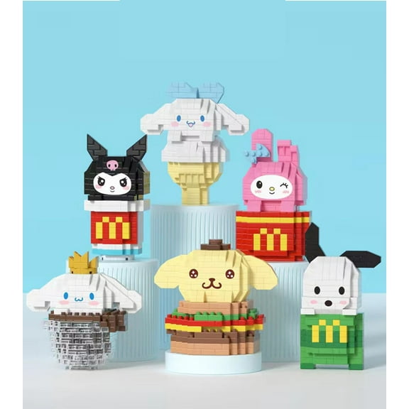 Style G 6PCS Anime Character Bricks, Lovely Desktop Puzzle Decoration