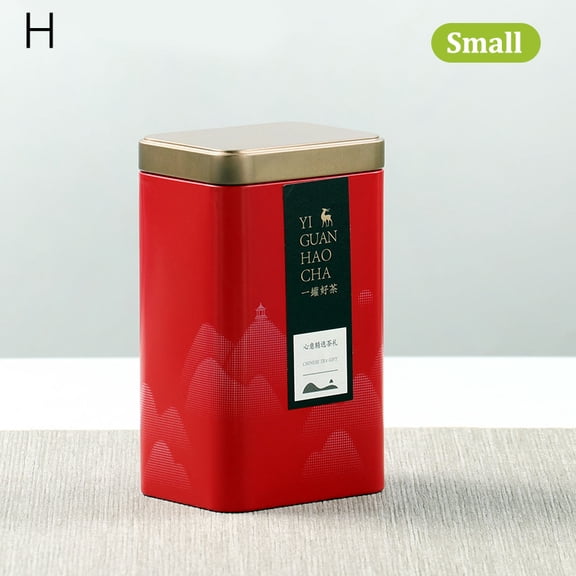 (Style H Small) Tin Plate Storage Box Sealed Tea Caddy Small Square Coffee Jar Tea Leaves Container Cans Small Tinplate Spices Storage Boxes