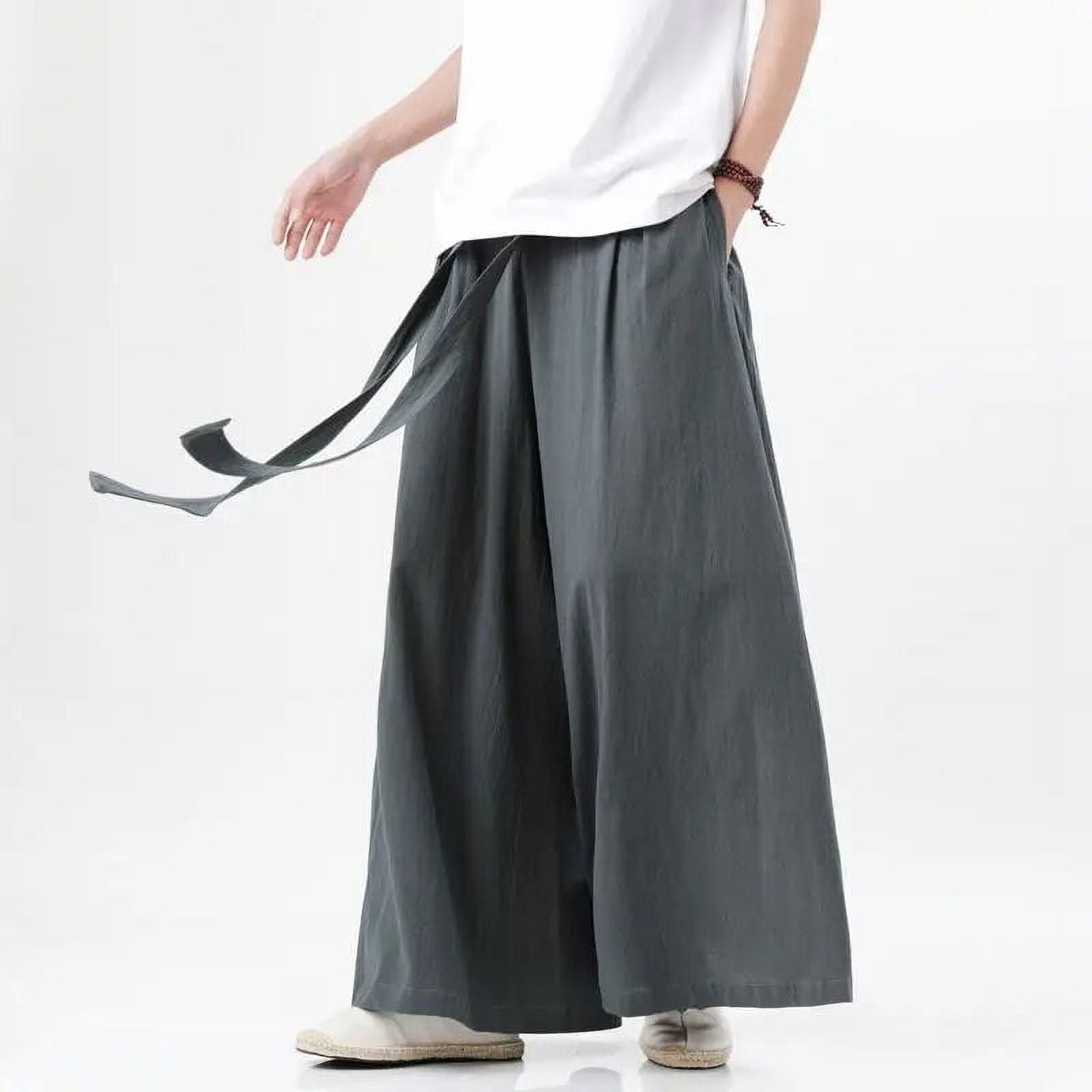 Style Harajuku Linen Cotton Linen Pants Man Japanese Kimono