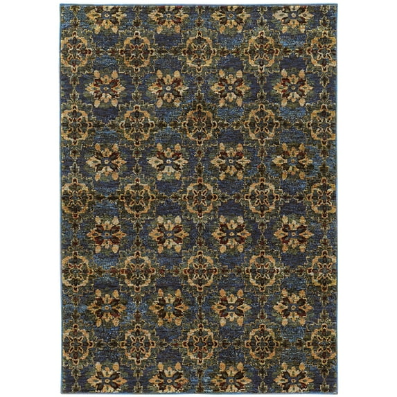 Style Haven Adalynn Floral Panel Medallions Area Rug Blue/Gold 10' x 13'2" 10' x 14' Indoor Living Room,Bedroom,Dining Room