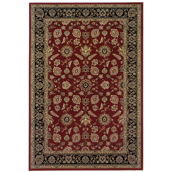 Style Haven Annapolis Bordered Traditional Area Rug Red/Black 5'3" x 7'9" 5' x 8' Living Room,Bedroom,Dining Room Black