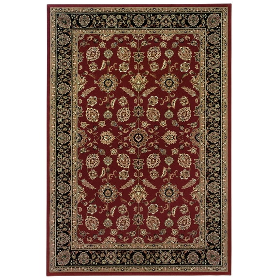 Style Haven Annapolis Bordered Traditional Area Rug Red/Black 7'10" x 11' 8' x 10' Black