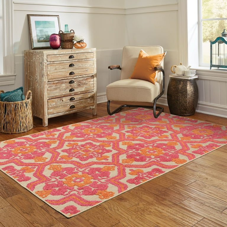 7' x 9' Blue and Orange Moroccan Indoor Outdoor Area Rug 7' x 9' Blue and Orange Moroccan Indoor Outdoor Area Rug