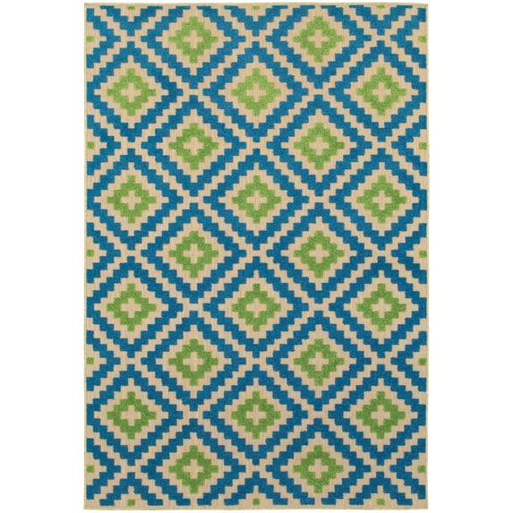 Style Haven Cara Mixed Pile Geometric Diamond Indoor-Outdoor Area Rug 6'7" x 9'6" 6' x 9' Outdoor, Indoor Kitchen, Living Room, Patio Rectangle