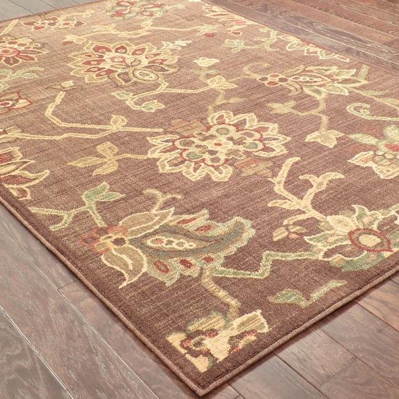 Style Haven Ellington Borderless Traditional Area Rug Brown/Green 1'10" x 3'3" 0.25 - 0.5 inch 2' x 3' Entryway, Kitchen, Bedroom Green