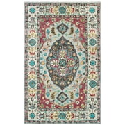 Style Haven Fargo Traditional Medallion Hand-tufted Wool Grey/ Pink Area Rug 5 x 8 5 x 8 Living Room, Bedroom, Dining Room