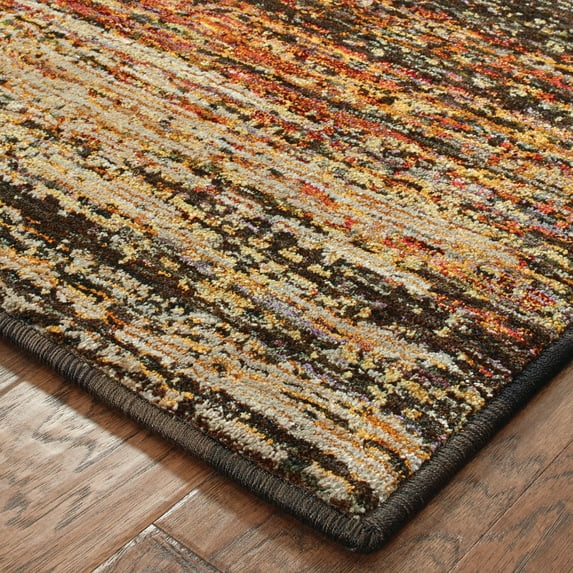 Style Haven Halden Textural Stripes Area Rug Gold/Charcoal 5'3" x 7'3" 5' x 8' Indoor Living Room,Bedroom,Dining Room Brown,Grey Rectangle,Runner