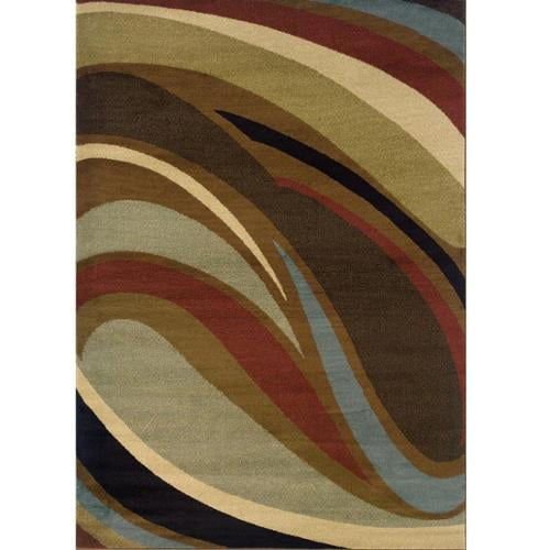 Style Haven  Hayden Abstract Waves Multi-colored Area Rug-- 6'7" x 9'6" 6' x 9' Living Room, Bedroom, Dining Room