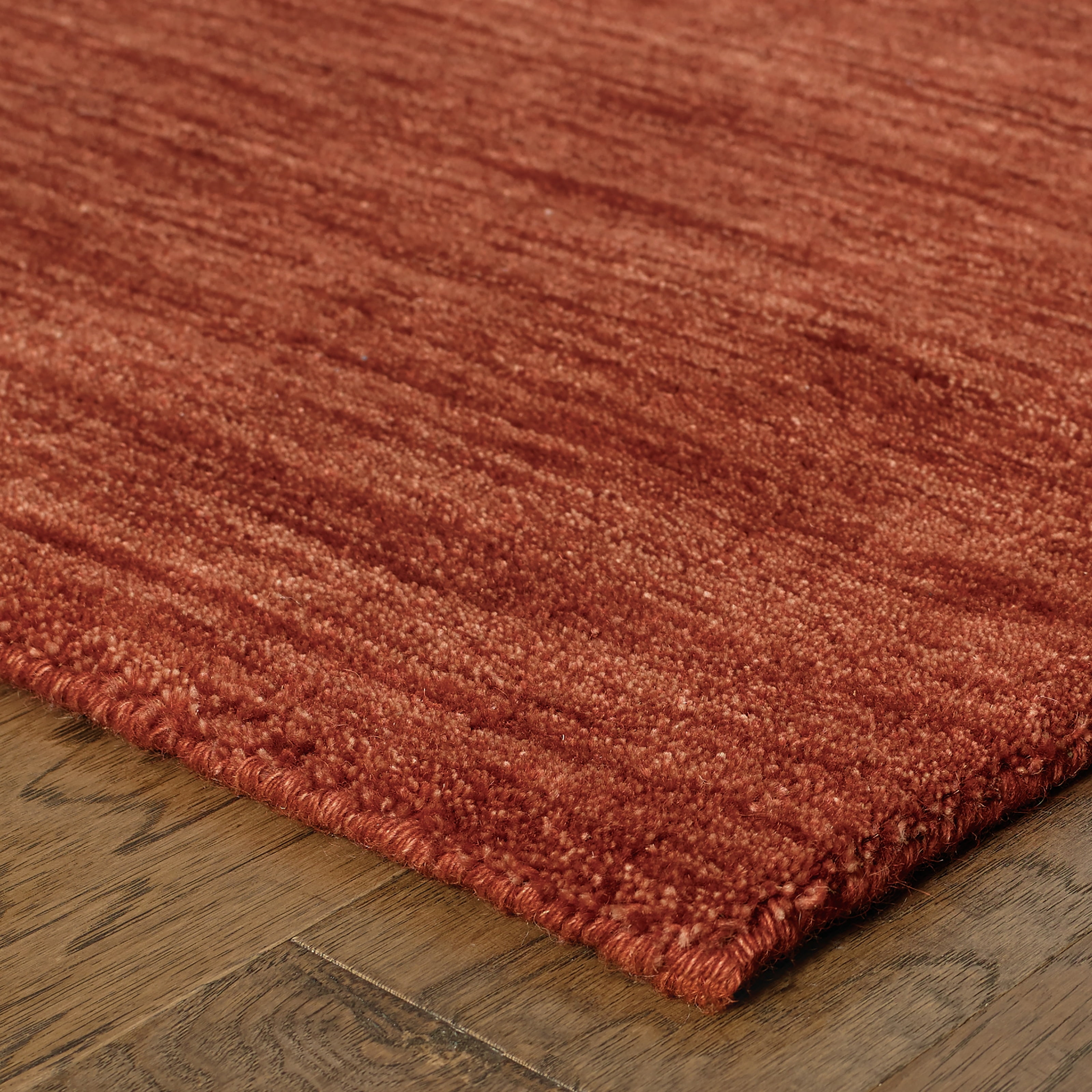 Style Haven Heathered Solid Hand-crafted Plush Wool Area Rug Red 6' x 9 ...