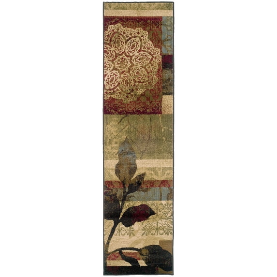 Style Haven  Hempsted Botantical Color Block Area Rug 1'10" x 7'6" Runner 8' Runner Runner, Indoor Entryway, Living Room Runner, Rectangle Casual