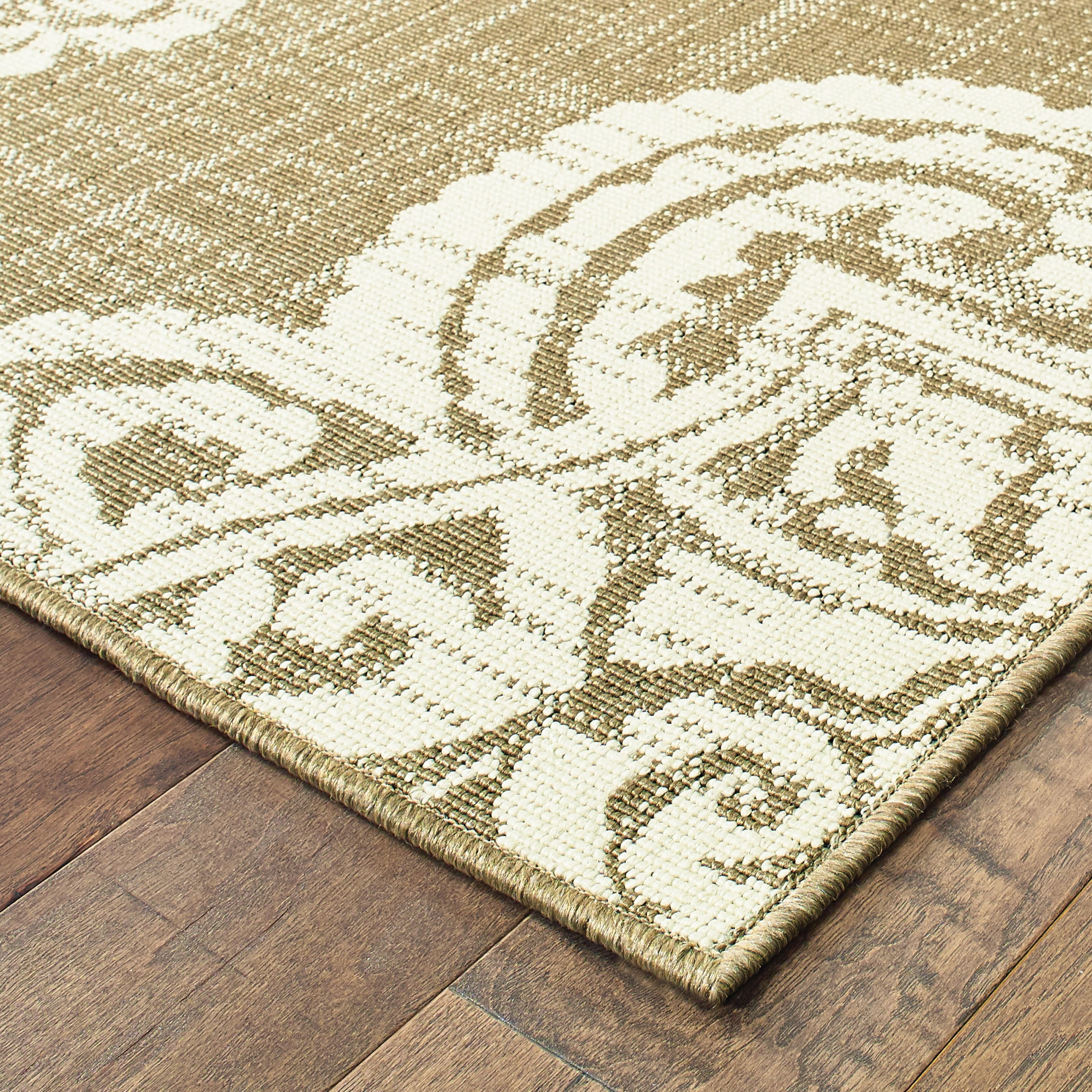 Style Haven Marianna Center Medallion Loop Pile Indoor Outdoor Rug Tan ...