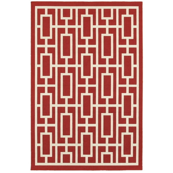Style Haven Martinique Geometric Lattice Indoor Outdoor Area Rug 5'3" x 7'6" 5' x 8' Outdoor, Indoor Kitchen, Patio, Dining Room Runner, Rectangle