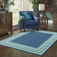thumbnail image 1 of Style Haven  Martinque Green Bordered Navy Indoor/ Outdoor Area Rug~ 7'10" x 10'10" 8' x 10' Outdoor, Indoor Living Room, Patio, Dining Room Rectangle, 1 of 5