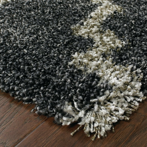 Style Haven Menlo Quatrafoil Shag Rug Charcoal/Grey 5' 3" x 7' 6" Polypropylene,Synthetic Geometric,Trellis 5' x 8' Indoor,Shag Living
