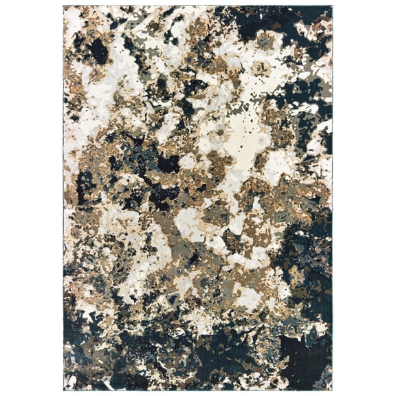 Style Haven Northshire Hi-low Textured Distressed Abstract Navy/ Gold Area Rug 7'10" x 10'10" 8' x 10' Living Room,Bedroom,Dining Room