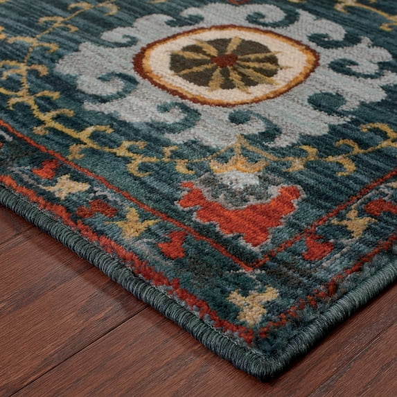 Style Haven Sierra Primative Floral Medallion Area Rug Blue/Multi 9' 10" x 12' 10" Floral & Botanical 10' x 14' Indoor Living Room,Bedroom,Dining