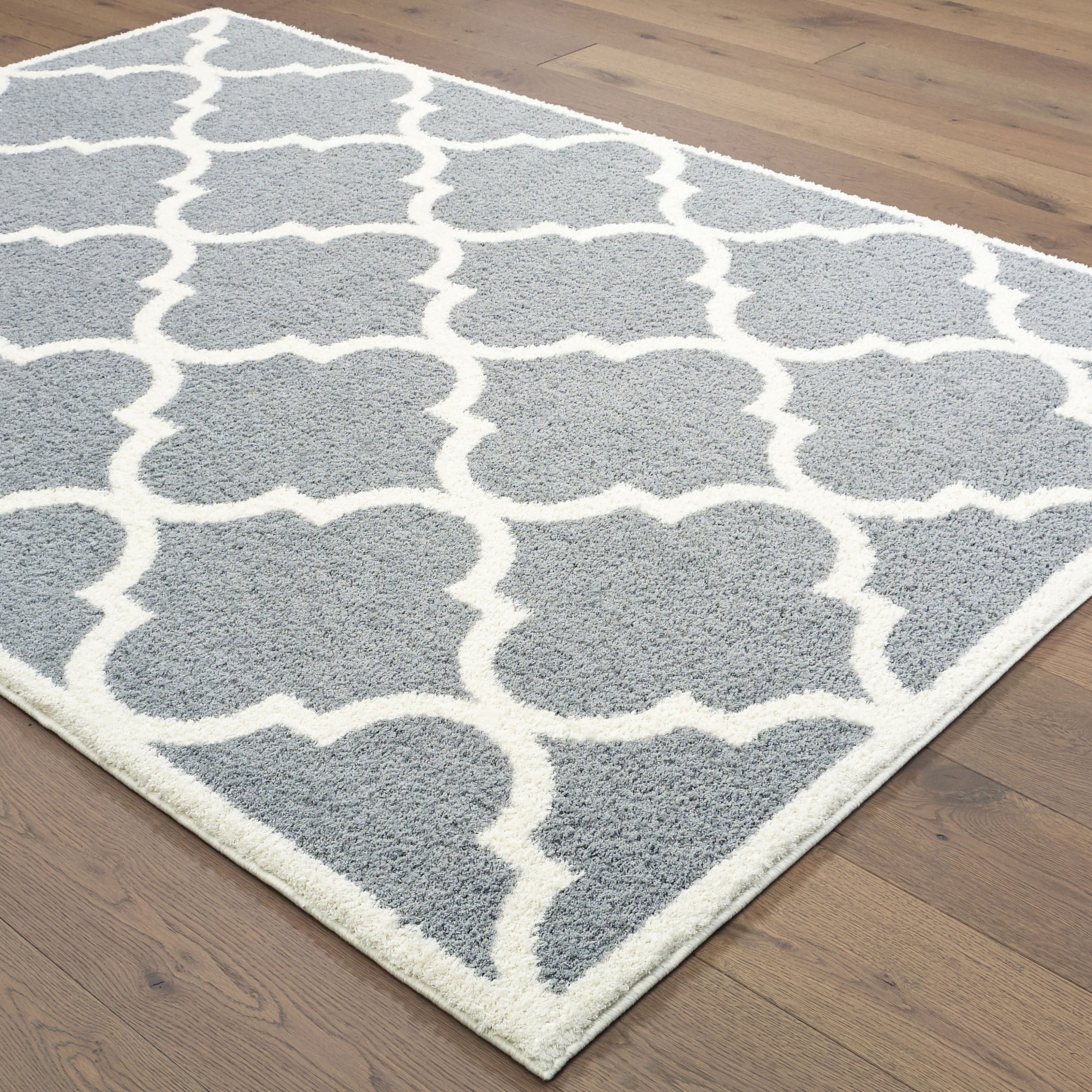 Style Haven Valentina Scallop Lattice Microfiber Area Rug Grey/Cream 7 ...