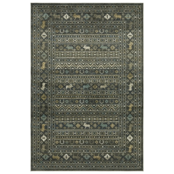 Style Haven  Vance Southwestern Lodge Blue/ Gold Area Rug. 6' 7" x 9' 2" - Runner/Rectangle