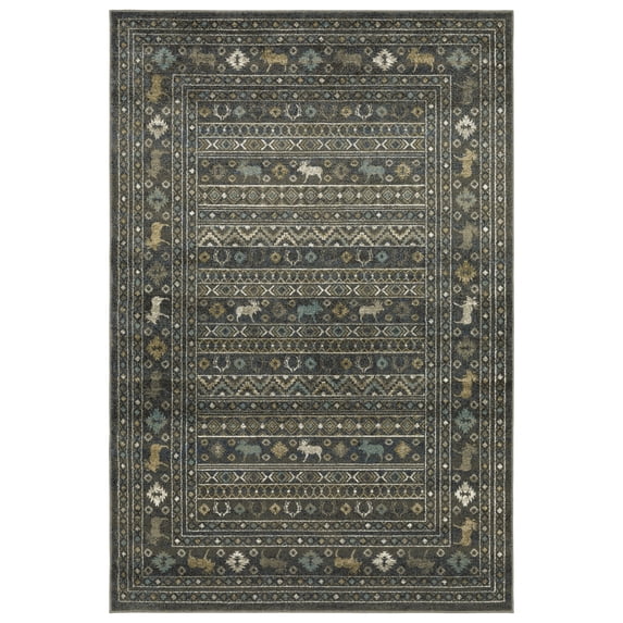 Style Haven Vance Southwestern Lodge Blue/ Gold Area Rug. 9' 10" x 12' 10" - Runner/Rectangle