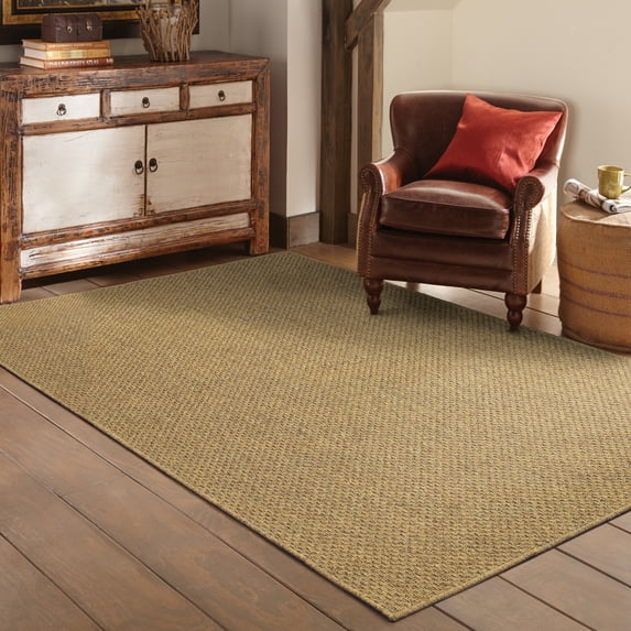 Style Haven Veranda Tonal Woven Basket Weave Indoor-Outdoor Rug Brown 5'3" x 7'6" 5' x 8' Accent, Outdoor, Indoor Living Room, Patio, Dining Room
