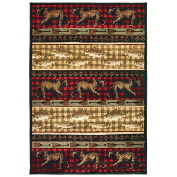 Style Haven Westley Forest Parade Lodge Area Rug 3'10" x 5'5" 4' x 6' Indoor Bedroom, Dining Room