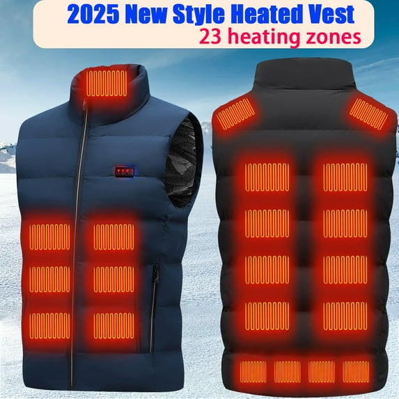 Style Heated Vest for Men Women, 23 Zones 2 Temperature Settings, Sleeveless Stand-Up Collar Jacket, USB Electrically Heated Warm Vest (Batteries Not Included), Suitable for aoutdoor hunting and hiki