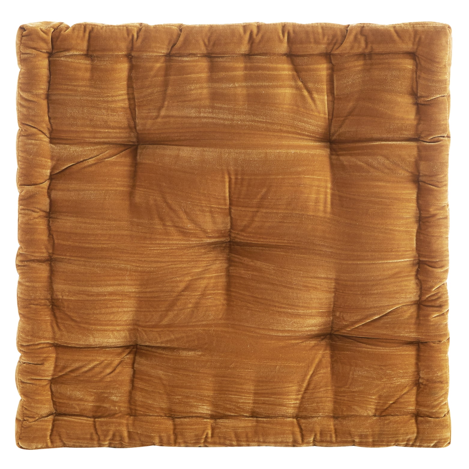 Home Decor Collection Style House Yellow Velvet Decorative Floor Pillow for Adults, 20" x 20"