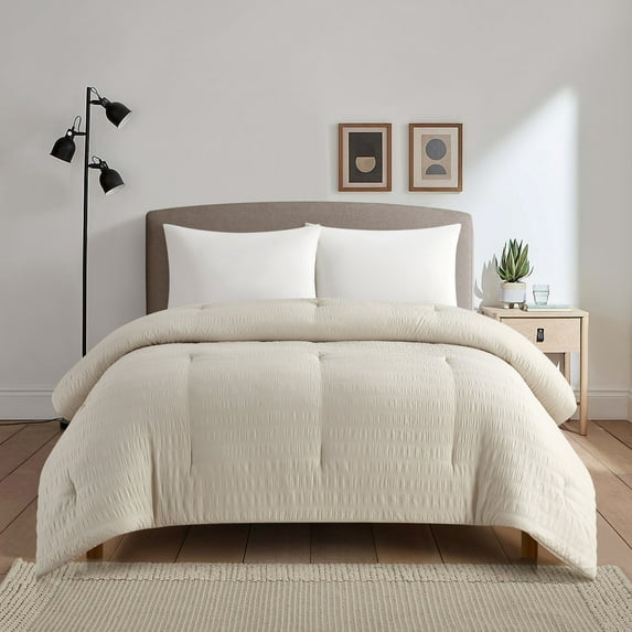 Style House Tan Crinkle Comforter for Teens Adults Seniors, Full/Queen