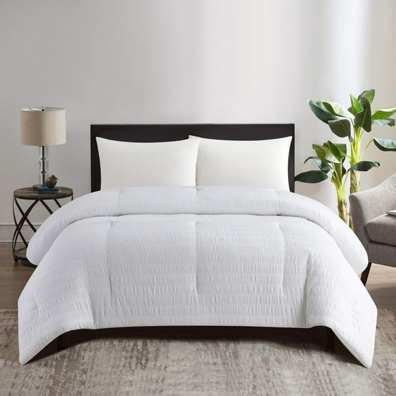 Style House White Crinkle Comforter for Teens Adults Seniors, King