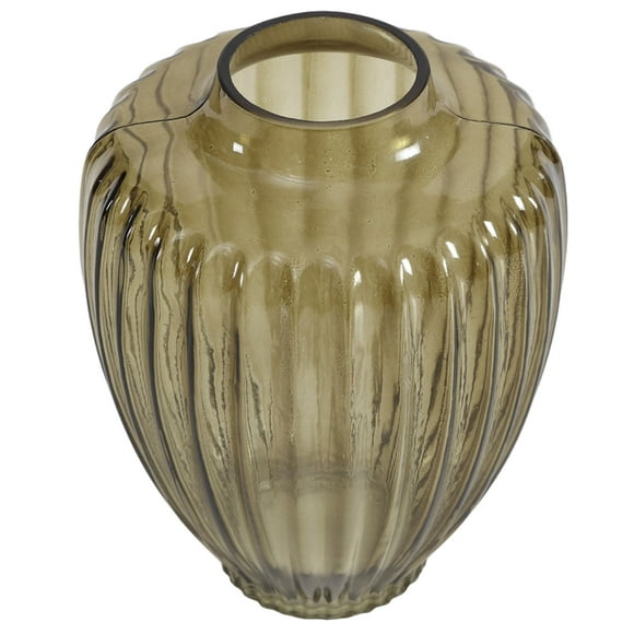 Home Decor Collection Style House Green Glass Vase, 7.5" L x 9.65" H
