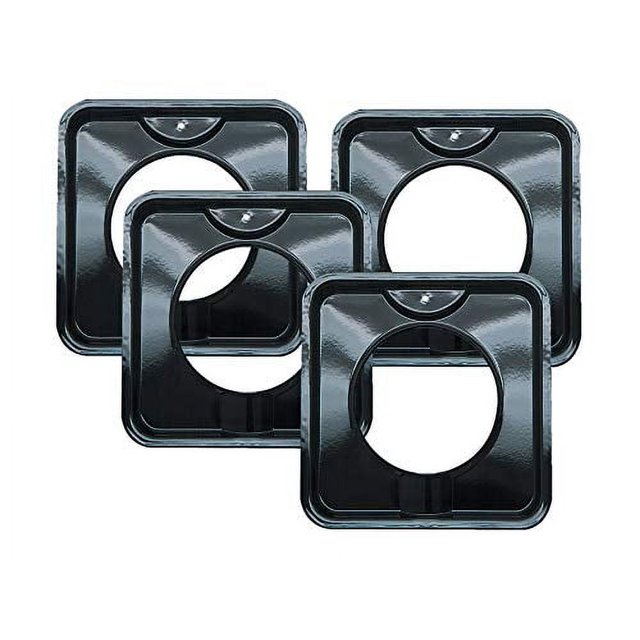 Style I 7.75 Inch Square, Heavy Duty Black Porcelain Drip Pans by Range