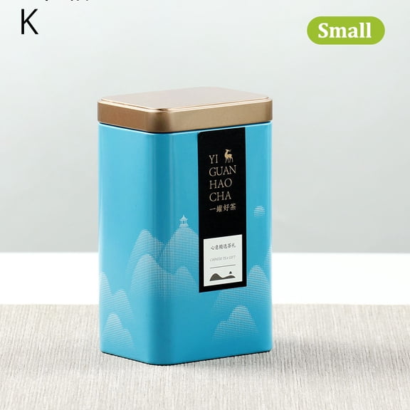 (Style K Small) Tin Plate Storage Box Sealed Tea Caddy Small Square Coffee Jar Tea Leaves Container Cans Small Tinplate Spices Storage Boxes