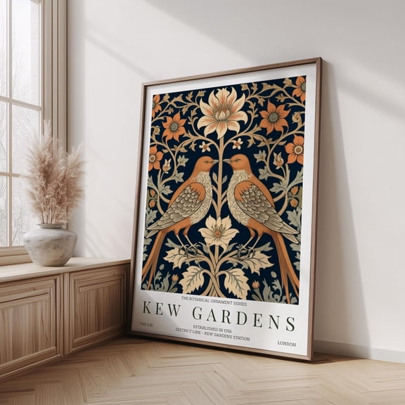 Style Kew Gardens Botanical Birds Vintage Floral Ornament For Home Garden Decor Poster Wall Art Print
