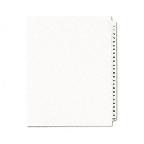 Style Legal Side Tab Divider- Title: 76-100- Letter- White- 1 Set