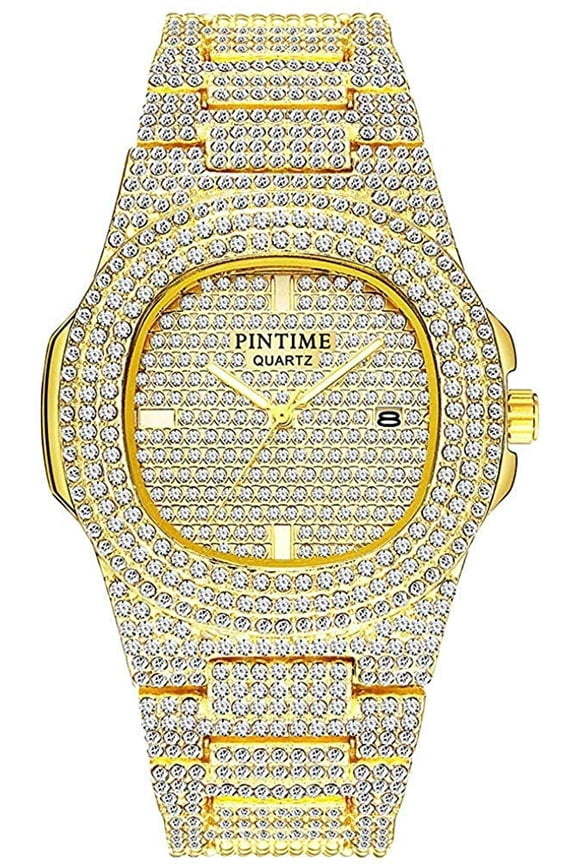 Style Light Luxury Fashion Full Rhinestone Watch For Daily Wear, Party Versatile - Elegant Timepiece for Him