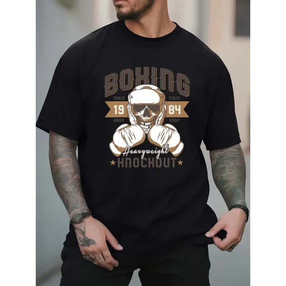 Style: Men's Heavyweight Knockout Boxing Graphic Tee