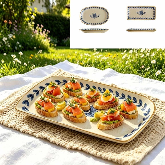 A Style Orchid Patterned Ceramic Dinnerware Set, Elegant Floral Rice Bowls, Fish Plates and Side Plates, Durable Tableware for Household Daily Dining Kitchen Decoration