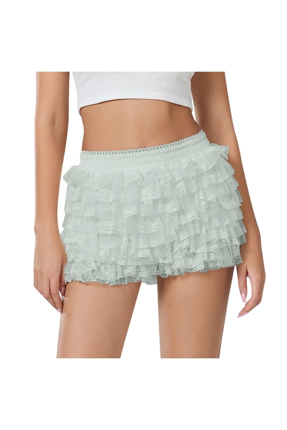 Style Ruffle Shorts with Delicate Lace Trim for Women Layered Pettipants Comfortable Boyshorts Design GN3,L