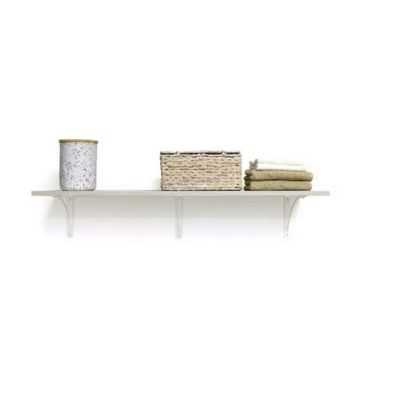 Style Selections 71.7-Inches L x 11.7-Inches D x 0.6-Inches H Gray Wood MDF Rectangular Shelf board