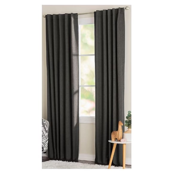 Style Selections 84-in Charcoal Blackout Thermal Lined Back Tab Single Curtain Panel