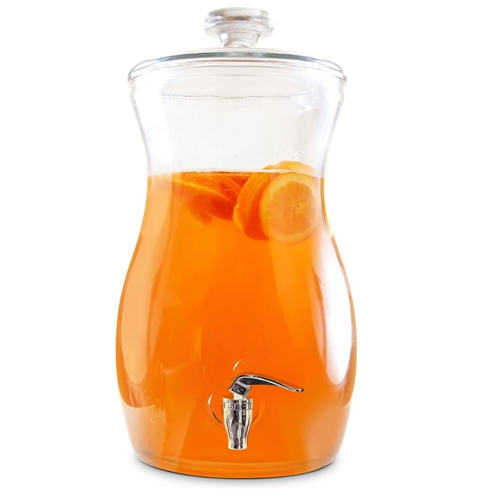 Style Setter Glass Drink Dispenser for Parties -1.5 Gallon  Large Capacity Beverage Dispenser - Easy Assembling with Leakproof Spigot  and Galvanized Base - Sweet Tea, Lemonade, Punch, Water Dispenser: Iced  Beverage Dispensers