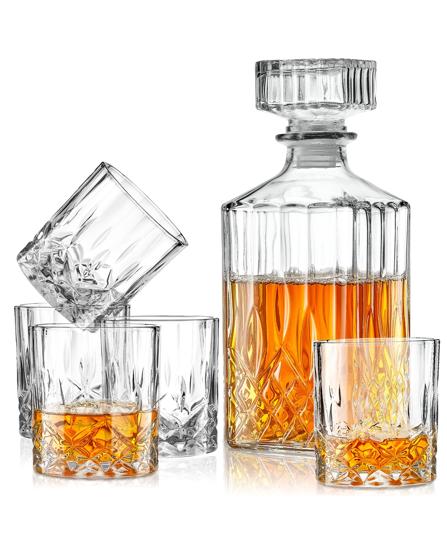 Glass Setter Style Setter Loretto Glass Crystal Whiskey Decanter Set, 6 Glasses ...