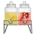 thumbnail image 1 of Style Setter, Hamburg Clear Square Dual Glass Beverage Dispensers with Spigot and Base, 1.5 gal Each, 1 of 6