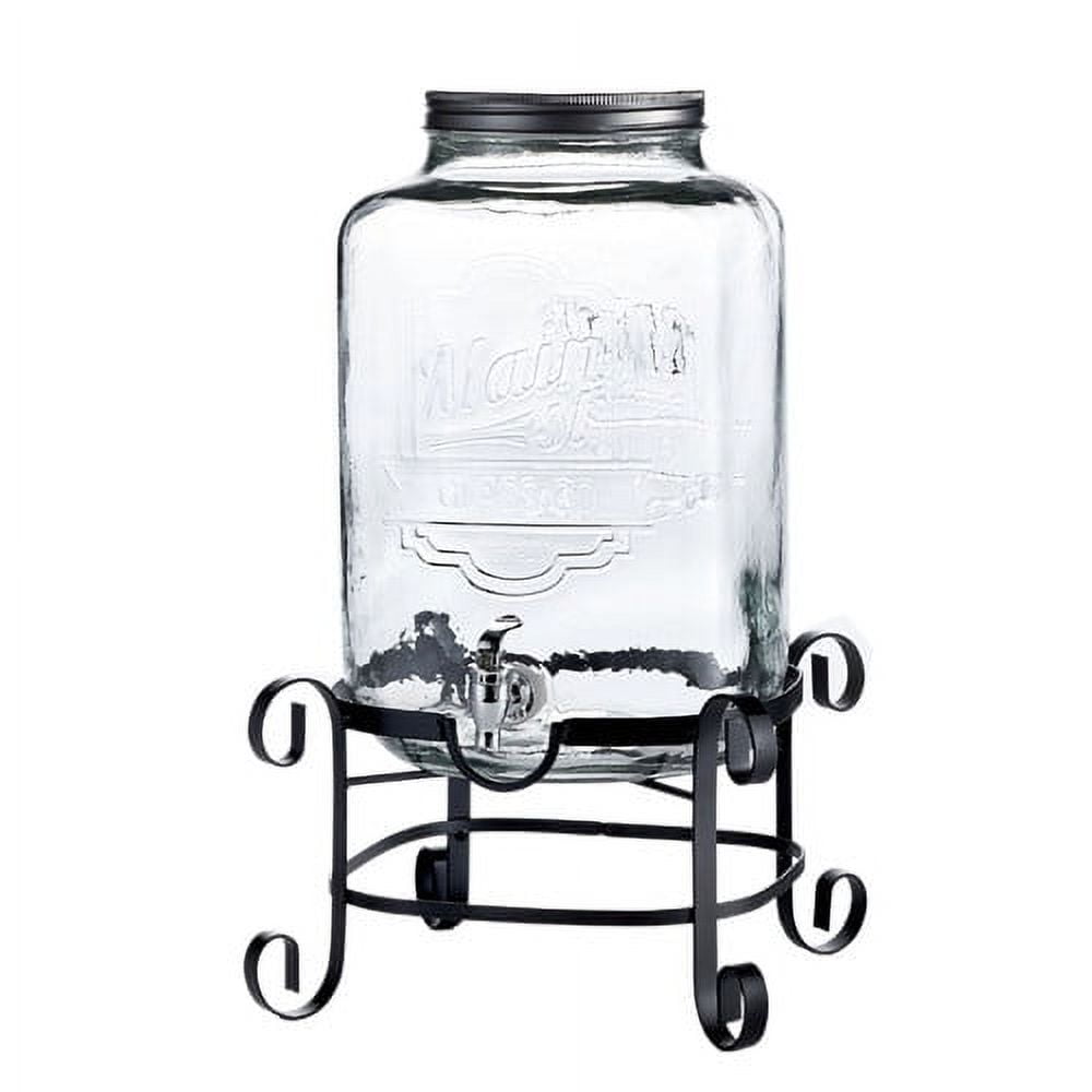 Stylesetter Beck 2.1 Gallon Glass Beverage Dispenser with Infuser and Black  Wire Stand by Jay Companies