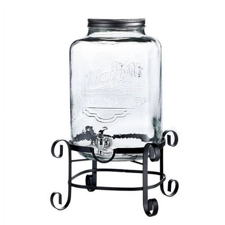 MOLIGOU Glass Beverage Dispenser, 1.3 Gallon Drink Dispenser with Stainless Steel Spigot, Wide Mouth Beverage Serveware for Party, Bar